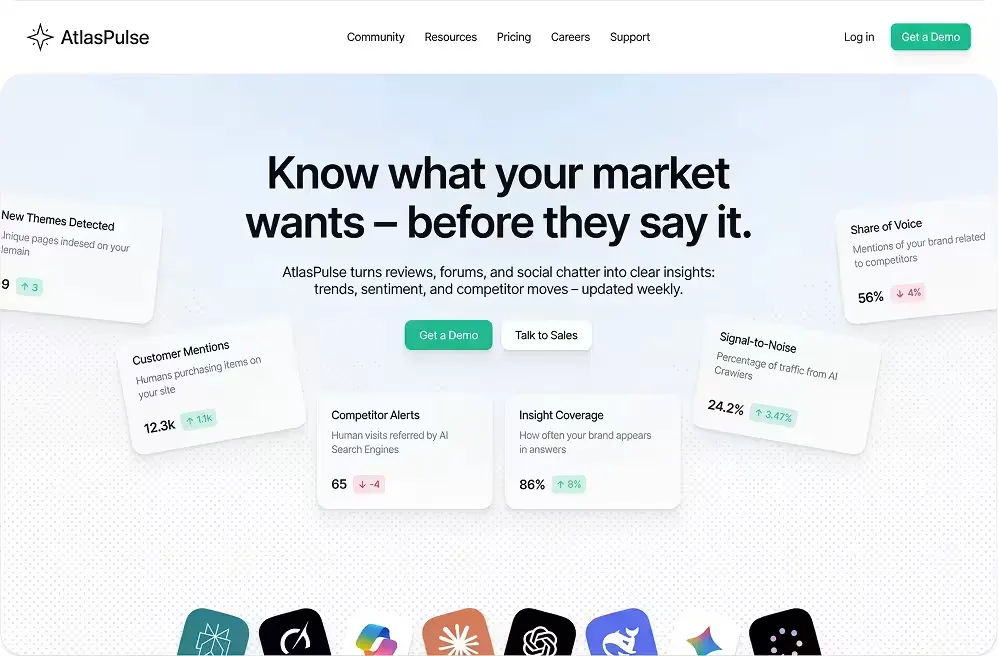 Atlas dashboard with KPI cards and chart blocks