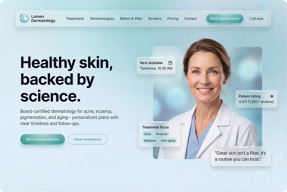 Lumen client portal with metrics and progress sections