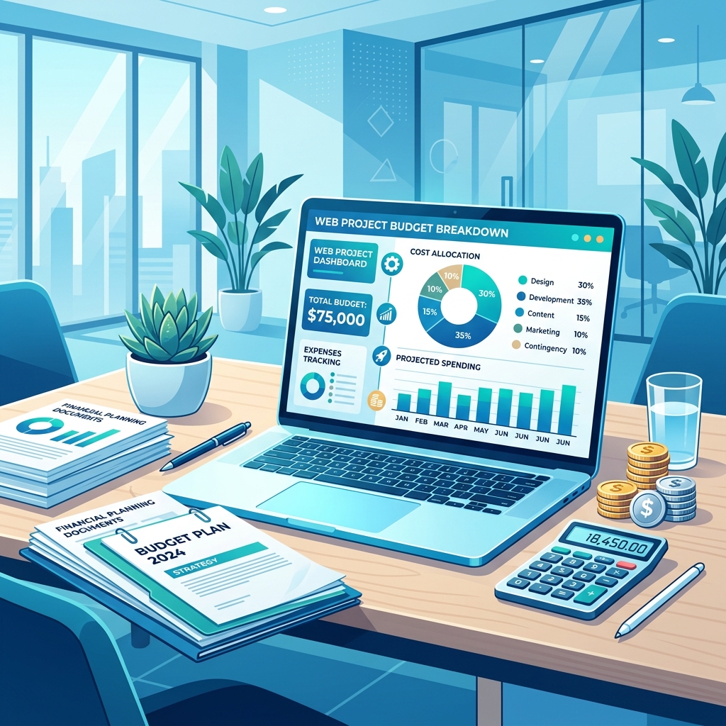 Web development project budget breakdown and financial planning