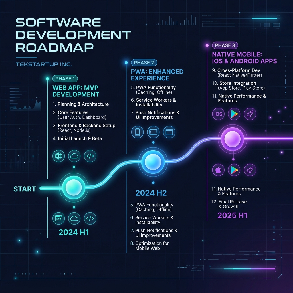 Software Development Phased Roadmap for Startups