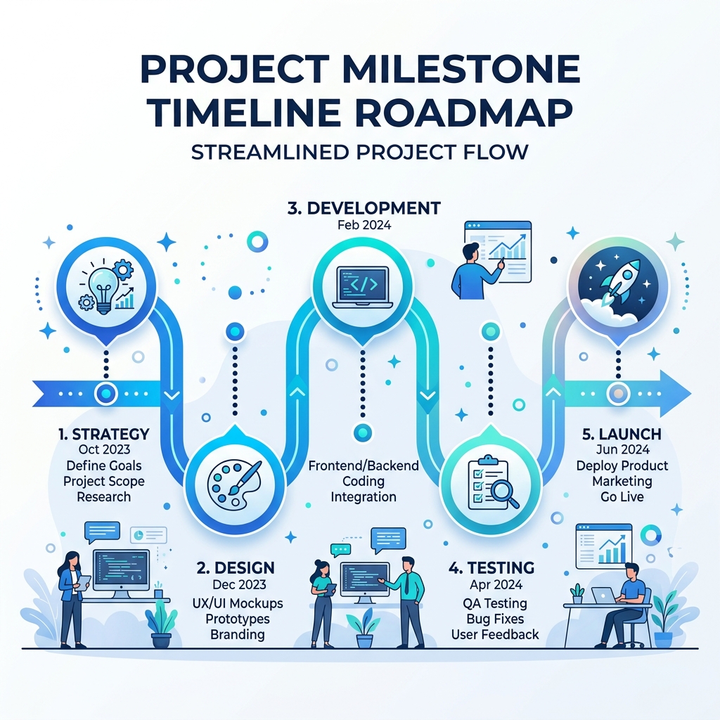 Project milestone timeline roadmap for web development