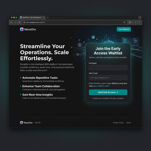 High-converting SaaS waitlist landing page mockup